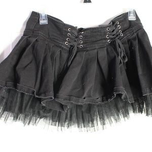 Black Lace-Up Women's Skirt